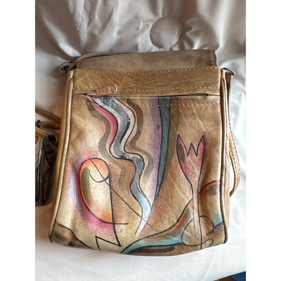 Sam Sam Vintage Hand Painted Crossbody AND Matching Wallet - Picture 5 of 15
